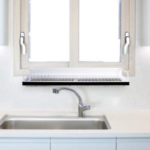 뉴해피 창문형 식기건조대 850 럭셔리 / 무타공 창틀걸이형 주방그릇 정리 싱크선반