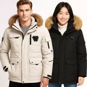 INEXO 남여 가을겨울 덕다운 후드 패딩 점퍼 가성비 오리털 점퍼 발수 보온 방풍 커플용 회사 단체 3칼라