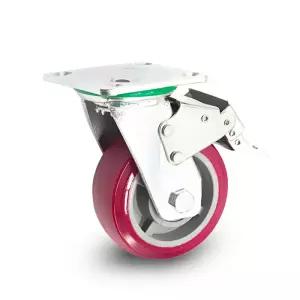 고중량 자색 바퀴 캐스터 12.5cm(5인치) 토탈락 회전브레이크형
