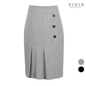 VIVID 여성 단추장식 주름 정장 스커트