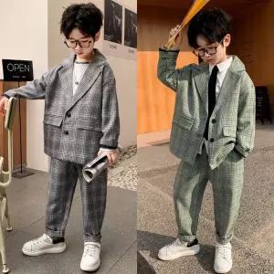 [삐삐네옷가게]남아 주니어 맨체스터 봄가을 체크 정장 상하