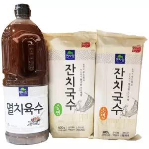 면사랑 멸치육수 1.8L + 잔치국수 소면 900g + 중면 900g 세트