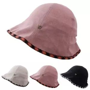 체크챙 린넨 벙거지 시원한 여름 엄마 중년 여성 할머니 버킷햇 모자/YY83