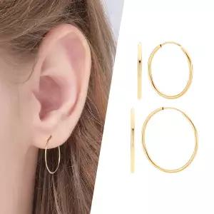 [골드피아] 14K 데일리 파이프링 귀걸이