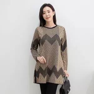 [드리다][드리다] DT20309 엄마옷 나염 사방스판 트임 롱 가을 티셔츠 50-60대