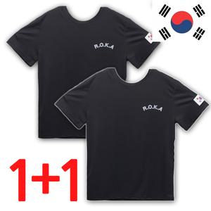 국산 로카티 2P ROKA 쿨론 코리아아미 군인 반팔티 학교반티 태극기 KOREA ARMY 군용 디지털 육군 블랙 카키