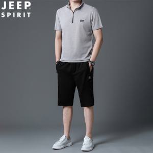 JEEP SPIRIT 남자 트레이닝복 여름 캐주얼 반팔 티셔츠스포츠 반바지 세트