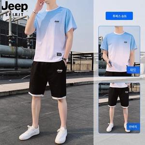 JEEP 지프 트레이닝복 세트 드라이핏 기능성 반팔 반바지 운동복