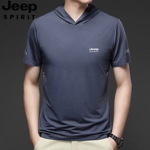 JEEP SPIRIT 여름 남성용 쿨링 후드티 트레이닝 반팔