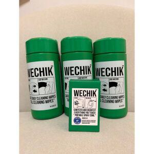 위칙 올클린 세정 티슈 80매 3개+손소독 스프레이 20ml 3개입 세트