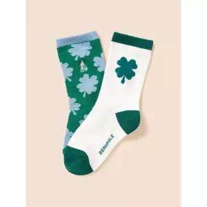 [25FW 시즌오프 30] 네잎클로버 양말 2족 세트 - 그린 (BI57KTU03M)