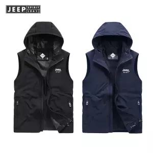 JEEP SPIRIT 남자 후드조끼 신축성 방풍 후드 야외 조끼