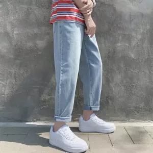 남성 9부청바지 밴딩 고무줄 남자 일자 데님팬츠 간절기 허벅돼