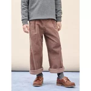 [25FW 시즌오프 30] 코듀로이 스판 핀턱 팬츠 - 브라운 (BI5X21G01D)