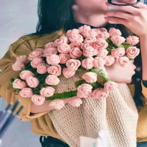 꽃다발담요 뜨게꽃 블랭킷뜨기 가정용 도안 실뜨기 장미꽃 핑크 패키지