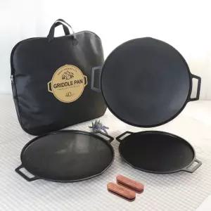 국내산 캠핑 그리들 팬 IH 인덕션 가스렌지 고기 불판 전용가방 원목 손잡이 30cm 36cm 40cm