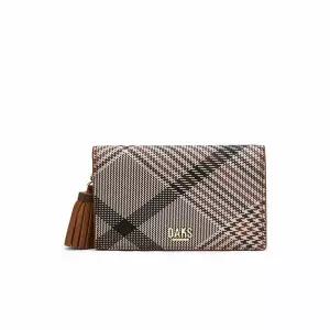 닥스핸드백 DCWA5F328 [EDINBURGH]브라운 체크패턴 타슬 포인트 카드지갑