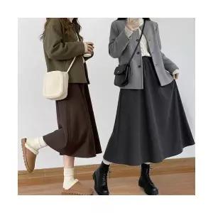 코듀로이 기모 플레어 롱스커트 6color 골덴치마 기모 스판 골지 밴딩 A라인 겨울