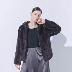 [유로컬렉션] 밍크 후디드 하프 코트