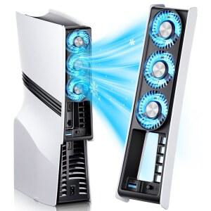 [포르르] PS5 Pro용 냉각 팬, PlayStation 5 Pro 콘솔과 호환, 고효율 팬 쿨러 스테이션(화이트-p5 pro)