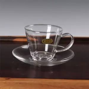 손잡이 유리 찻잔 받침 세트 120ml/커피잔/커피컵/녹차잔/홍차잔/티컵/빈티지/가정/용/업소/레트로/엔틱