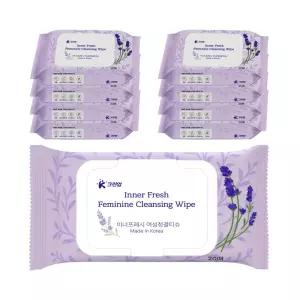 K크린업 이너프레시 여성청결티슈 20매x9팩 도톰한 휴대용 캡형 페미닌 여성청결제