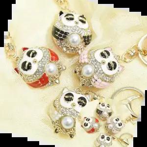 메탈키링 동글 진주 쥬얼 미니 부엉이 키홀더 열쇠고리 4Colors