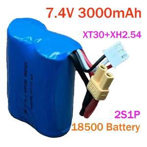 7.4V.3000mAh. 2S1P.18500 리튬 배터리. 용, T 소켓, SM-2P,3P, 4P, JST,XT30, 전기 원격 제어 보트, 장난