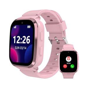 Citfis 4G 스마트 워치 GPS 트래커가 장착된 소녀 비디오 음성 통화가 가능한 스마트폰 문자 카메라 SOS 클래스 모드 12/24시간 만보계 알람 게임 6-12세 소녀를 위한 워치(핑크 분홍색)