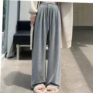 여성가을슬랙스 벨벳 안감 와이드팬츠 루즈핏 허리밴딩 무지 편한바지