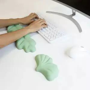 키보드팜레스트 리프 키보드 손목 보호대 클 마우스패드 라이크라 폼 메모리 미끄럼방지 사무실