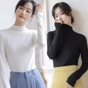 여자 반목 데일리 봄 반폴라 클래식 가을 겨울 부드러 얇은니트티 긴팔니트티 니트티셔츠