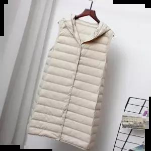 여자 사무실 빅사이즈 롱패딩 조끼 경량 후드 단체