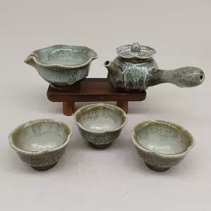 천목 이중 시유 연잎 3인 다기세트 다도 티세트