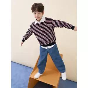 [BEANPOLE KIDS] 사토리얼 폴로 스트라이프 스웨트 셔츠  네이비 (BI6141U05R)