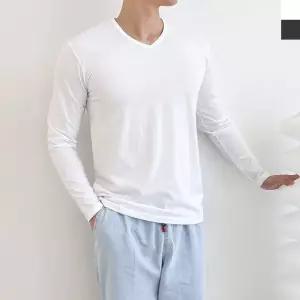 dgi1821 남자기본브이긴팔면티셔츠 남자긴티 남성 넥