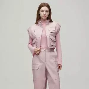 소매 러플 크롭 레이스업 베스트 ES1PV160