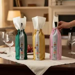 와인커버 복주머니 꽃자수 전통주포장 명절답례품 외국인기념품