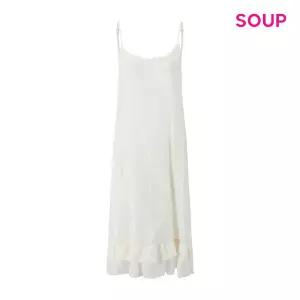 [롯데백화점]SOUP 엔젤 프릴 시스루 슬립 롱 원피스 S62OP01