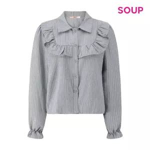 [롯데백화점]SOUP 프렌치 프릴 스트라이프 카라 블라우스 S62LS08