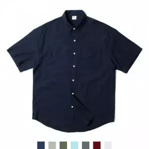 트랜디 컬러 무지 포켓 반팔 셔츠