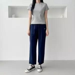 네일튼유니크 허리밴딩 베이직핏 워싱면 슬랙스 뒷포켓 일자 9부 긴바지 허리밴딩 뒷포켓