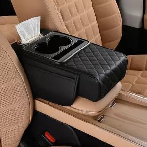 차량용 콘솔팔걸이 컵홀더 수납함 사이드포켓 핸드폰거치 휴지보관 사계절쿠션
