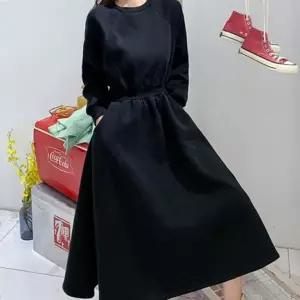 꾸안꾸 허리밴딩 포켓 무지 A라인 데일리룩 플레어 롱원피스