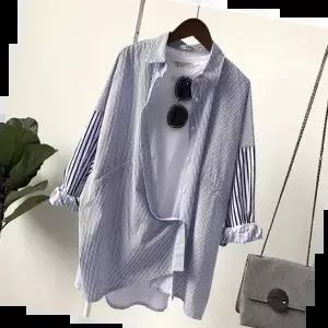 청바지와잘어울리는 여름 간절기 캐주얼 느낌 루즈핏 스트라이프패턴 셔츠