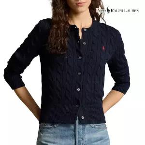 폴로 랄프로렌 여성 라운드넥 꽈배기 가디건