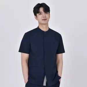 제전가공 시크릿 앞지퍼 남성 스크럽복 상의 간호복 간호조무사 물리치료사 진료복 요양보호사 병원유니폼