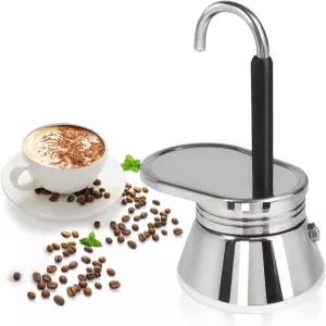 코팅되지 않은 1컵 단일 튜브 모카 포트 304 두꺼운 스테인리스 미니 커피 메이커 스토브탑 에스프레소