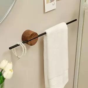 수건걸이 미니멀 우드 욕실 블랙 폴딩 호두나무 40cm 무타공 H 선반