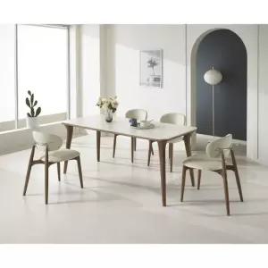 데코라인 워라벨 6인용 고무나무 원목 세라믹(의자4) 식탁세트 1800 테이블 방문설치(